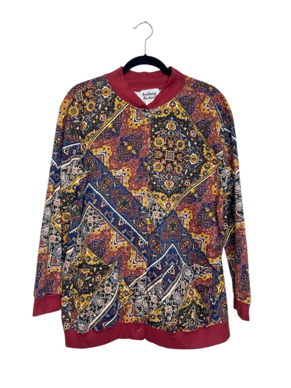 Anthony Richard’s Colorful Print Snap Front Jacket with pockets size Large